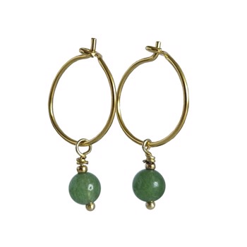 Smukke creol ørestikker med hængende grøn aventurin fra Risvig Jewelry